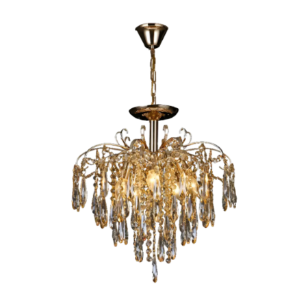 LUSTRE DOURADO CRISTAL AMBAR 50CM 5E14